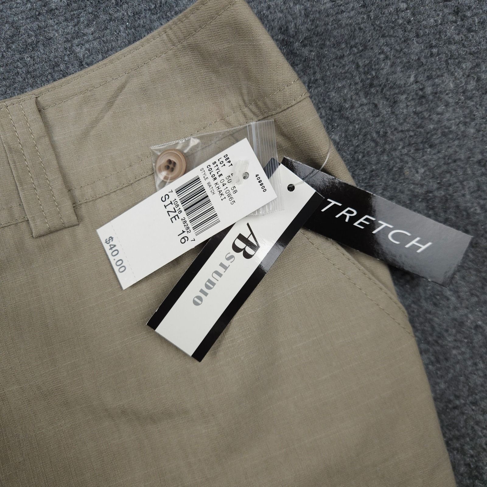Ab Studio Khaki Cargo Capri Pants Womens 16 Stretch Cotton Crop Trousers 0410w65 — image 4 of 8